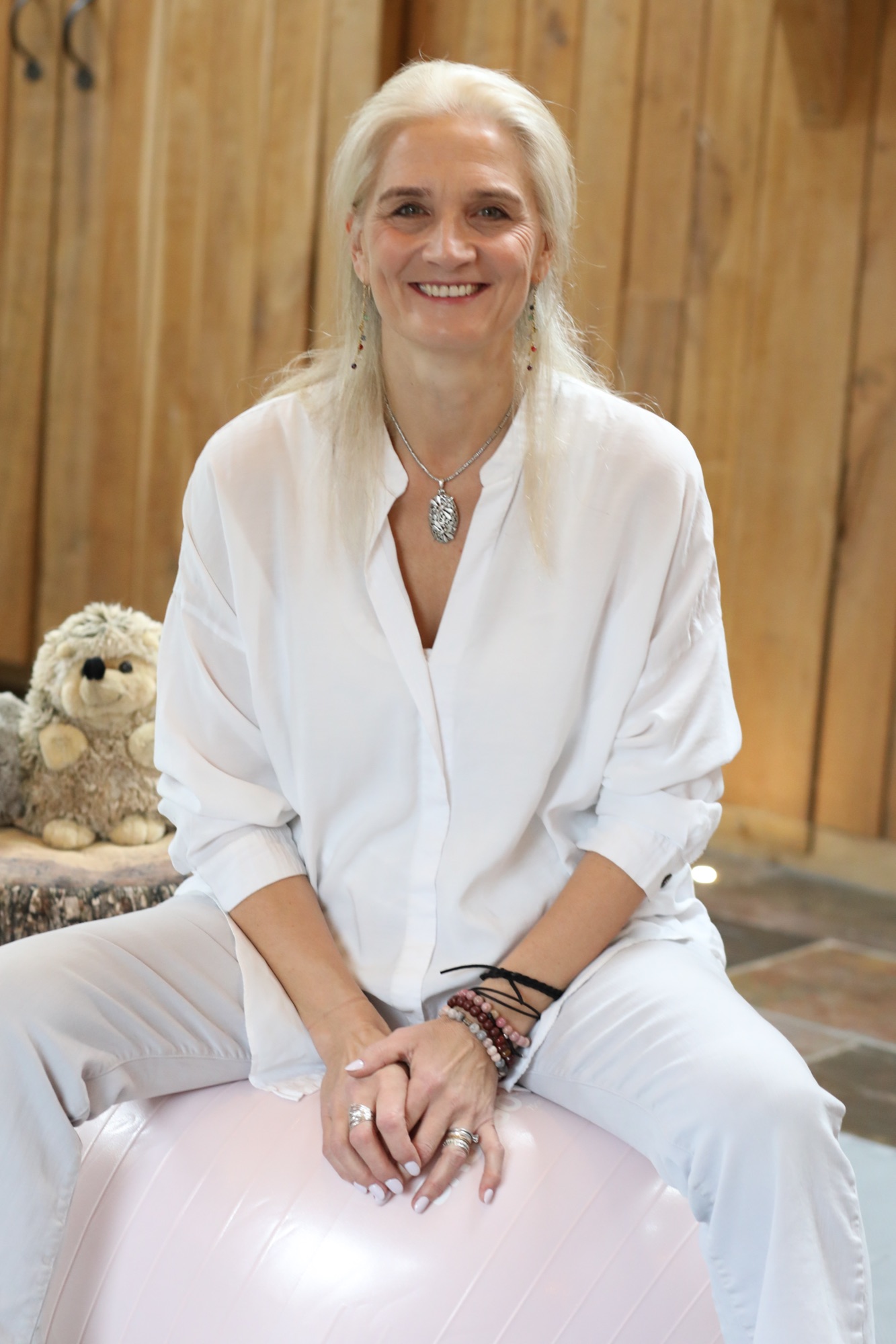 Nikki in her barn therapy studio
